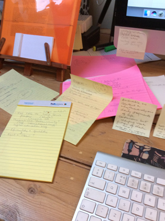 Post-its =notes for this blog post, pink = to do list, yellow notes = another to do list & ideas for future blog posts.